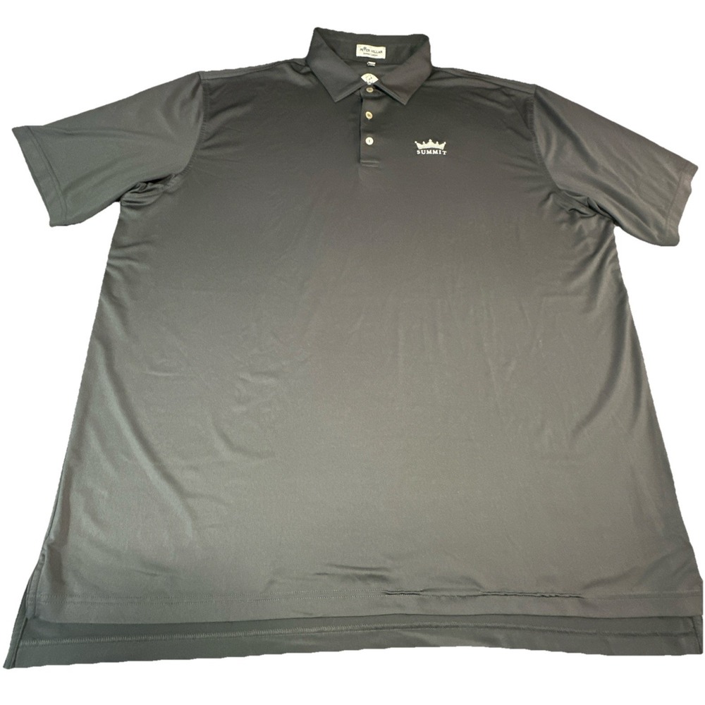 Peter Millar Summer Comfort Polo Gray Golf Shirt Men's Size XXL Summit Logo